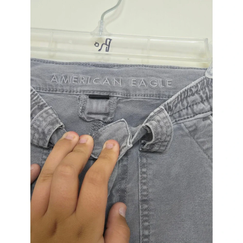 American Eagle Gray Utility Cargo Pants High Waisted Straight Leg Womens 8